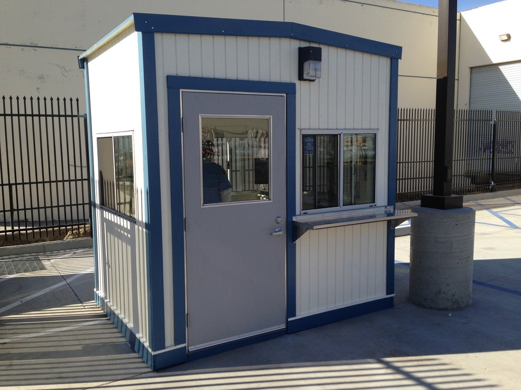 guard booth on permanent foundation, portable guard station, prefabricated security booth, forkliftable security booth, guard shack
