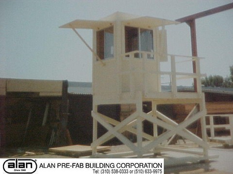 prefabricated lifeguard tower, portable guard station, prefabricated security booth, forkliftable guard house, guard shack