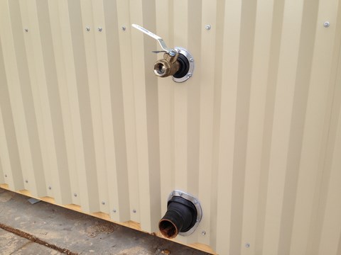 utility point of connection for restroom in modular building