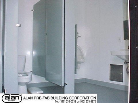 ADA compliant multi stall restroom in modular building